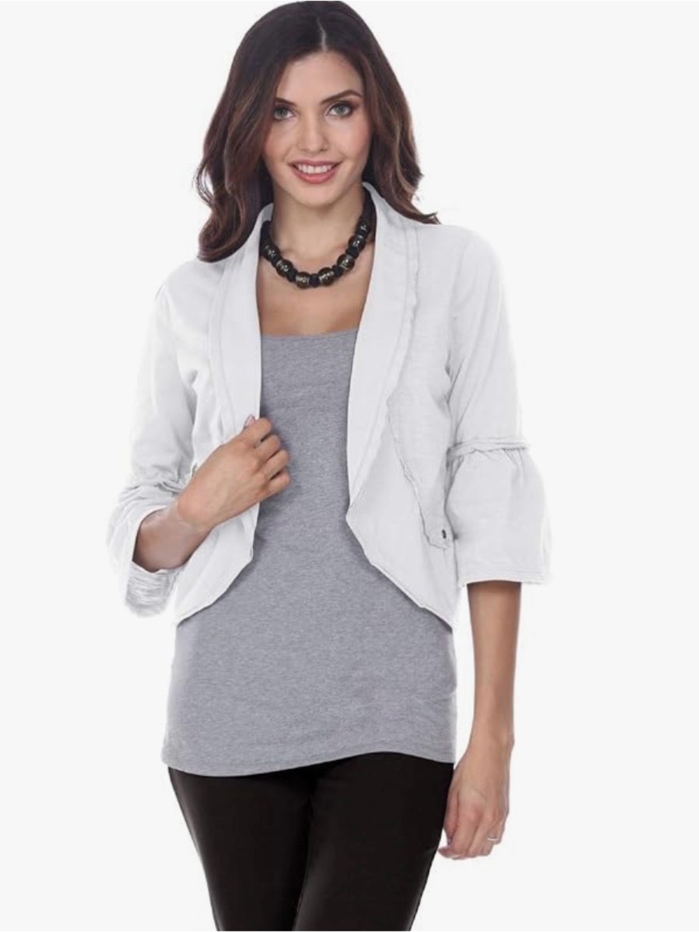 Neon Buddha White 100% Cotton Open Front Ruffle Sleeve Cardigan Y2K Boho